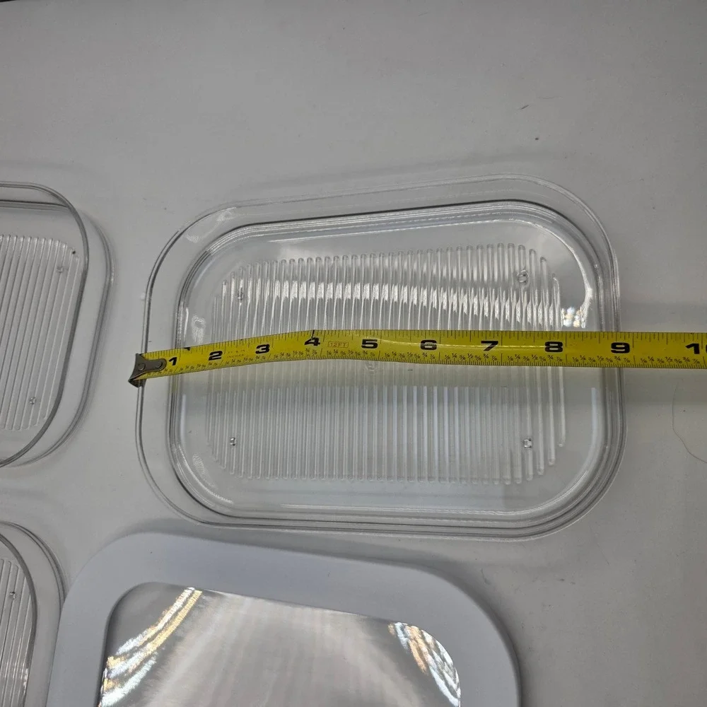Clear Plastic 3 Tier Stackable Food Storage Container Set White Lid 9x6 Inch L4